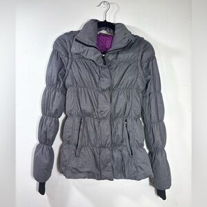Athleta Limber Convertible Goose Down Gray Purple Puffer 2 In 1 Vest Jacket XS